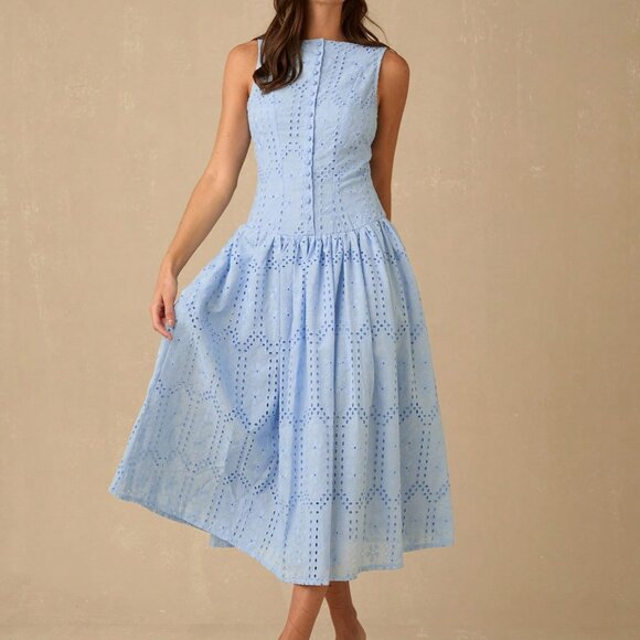 Baby Blue Elegant Women's Long Dress - Picture 7 of 8